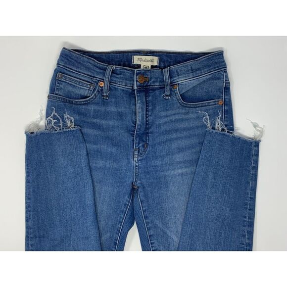 Madewell Mid Rise Skinny Distressed‎ Knees Women's Blue Jeans Size 28 - Picture 1 of 14
